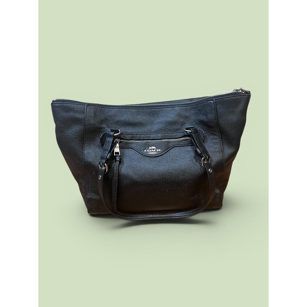 Coach Pebbled Leather Tote Bag — Black | Silver Hardware